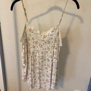 White floral spaghetti strap flowy tank top